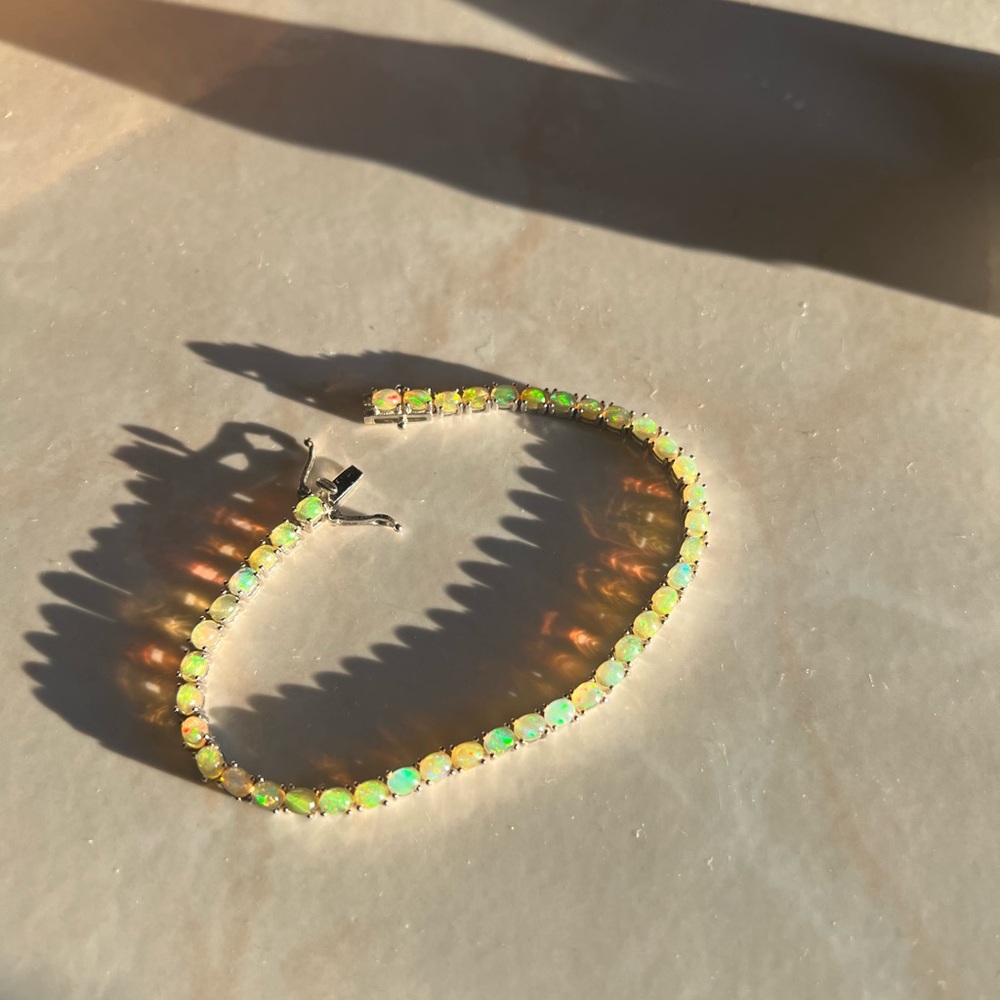 925 Silver Opal Tennis Bracelet